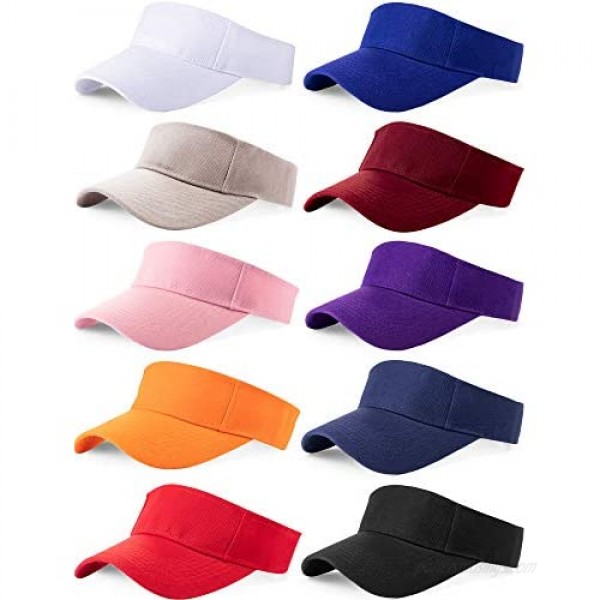 10 Pieces Sports Sun Visor Hats Adjustable Visor Cap Athletic Visor Hat for Men Women
