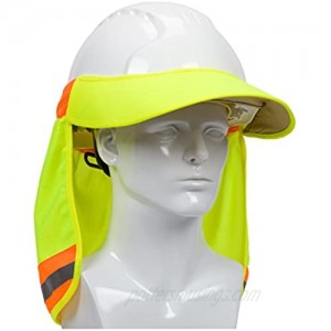 EZ-Cool 396-800-YEL Hi-Vis Hard Hat Neck Sun Shade With Visor  Large  Yellow