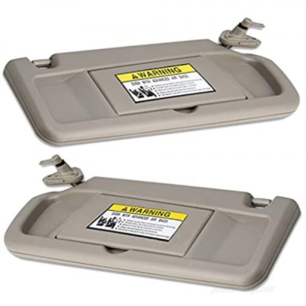 WEILEITE Left Driver Side and Right Passenger Side Sun Visor Compatible with Honda Civic 2006-2011 Replaces 83230-SNA-A01ZE/83280-SNA-A01ZE (Pair Warm Gray)
