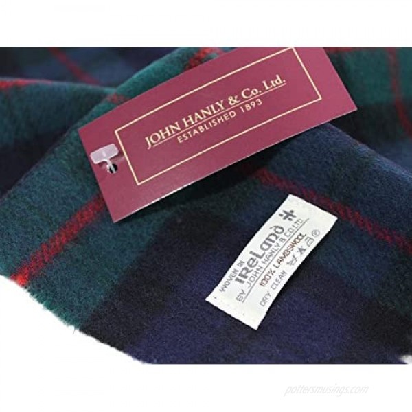 Biddy Murphy Plaid Wool Scarf 100% Lambswool Scarf 12 x 72 Long Made in Ireland