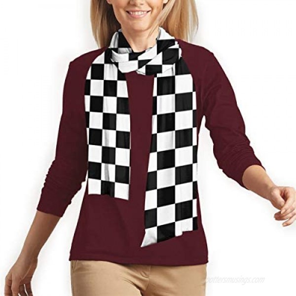 Black White Race Checkered Flag Winter Fall Fashion Scarf Warm Long Soft Neckerchief For Men And Women