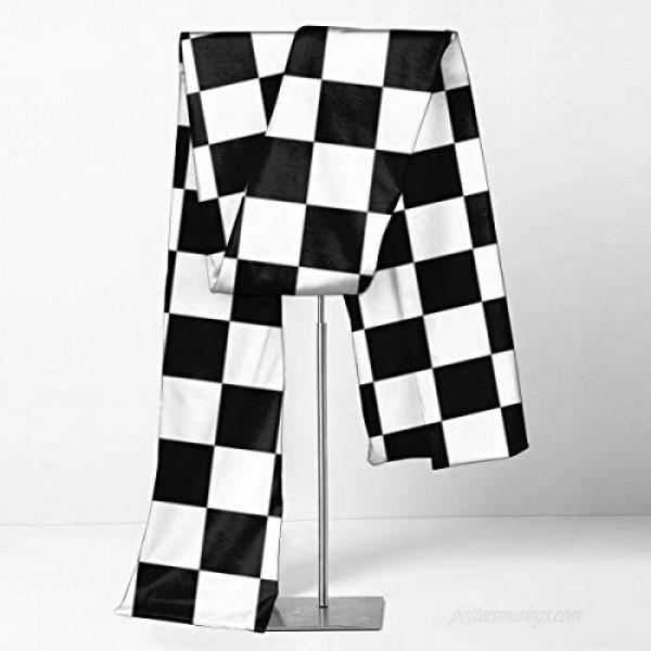 Black White Race Checkered Flag Winter Fall Fashion Scarf Warm Long Soft Neckerchief For Men And Women