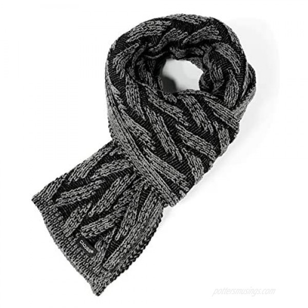 CACUSS Men's Long Thick Cable Cold Winter Warm Scarf Soft Knitted Neckwear Acrylic Scarves