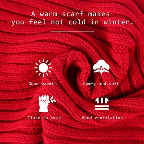 CACUSS Unisex Winter Long Thick Cable Knitted Scarf Soft Warm Scarves for Cold Weather
