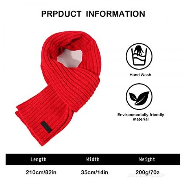 CACUSS Unisex Winter Long Thick Cable Knitted Scarf Soft Warm Scarves for Cold Weather