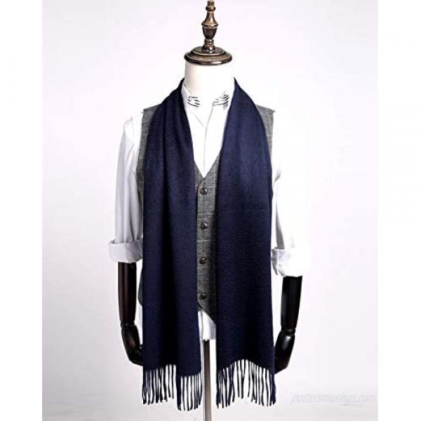 Cashmere & Wool Scarf Solid Color Lightweight Scarf for Men and Women with Gift Box