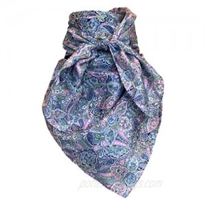 Cowboy Wild Rag Paisley Blue with Pink