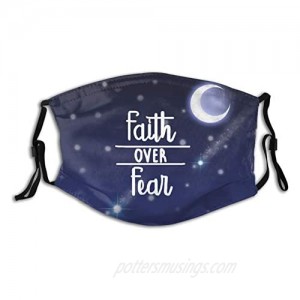 Faith Over Fear Christian Face Mask Washable with 2 Pcs Filters  Reusable Bible Verses Scarf With Pocket for Women Men
