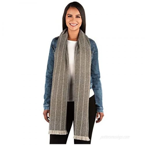 Inca Fashions - 100% Baby Alpaca Wool Scarf - Wide Herringbone Extra Long & Warm for Men & Women