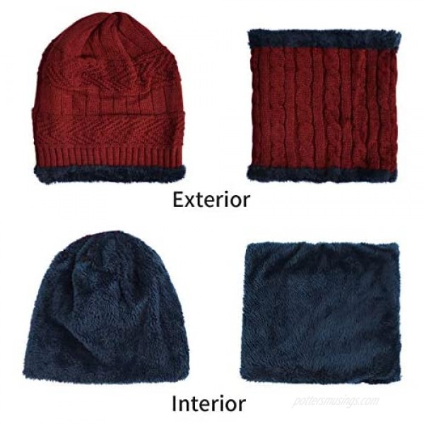 Maylisacc Winter Knit Beanie Hat and Scarf or Touchscreen Gloves 2 Pcs Set for Men Women