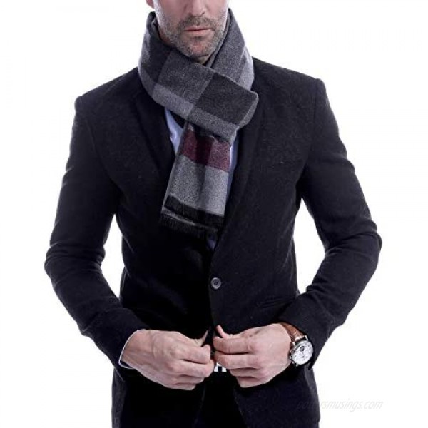 Men's Scarf Fashion Cashmere Feel Scarves for Men Winter Autumn with Tassels Long Tartan
