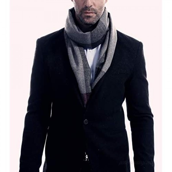 Men's Scarf Fashion Cashmere Feel Scarves for Men Winter Autumn with Tassels Long Tartan