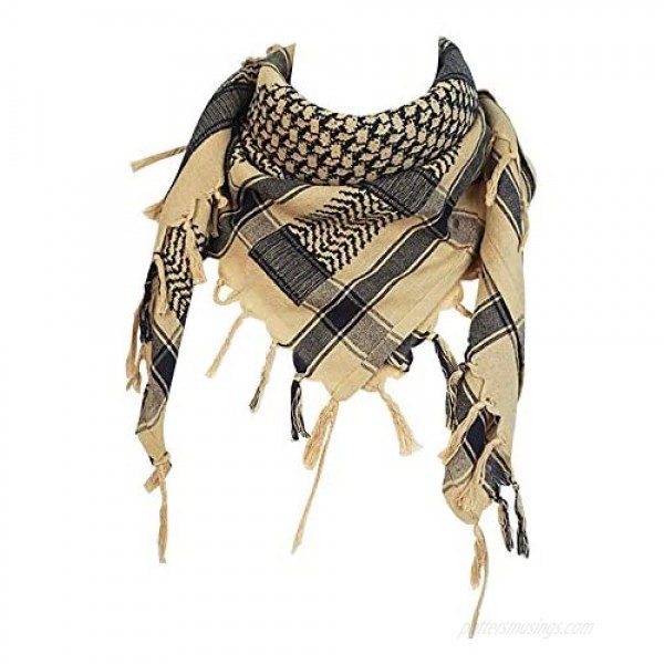 MMCTION Cotton Shemagh Tactical Keffiyeh Desert Tartan Scarf Head Neck Oversized Scarves Wrap for Men and Women Military with Tassel