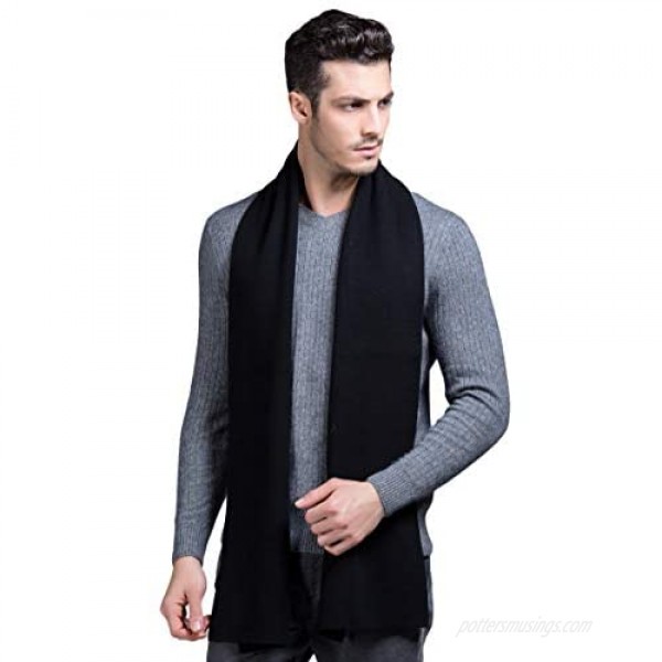 RIONA Men's 100% Australian Merino Wool Scarf Knitted Soft Warm Neckwear with Gift Box