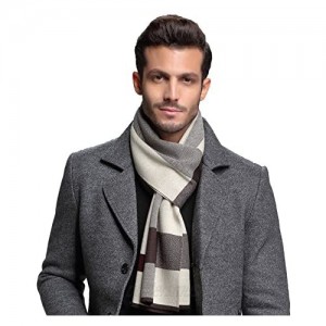 RIONA Men's Winter Cashmere Feel Australian Wool Soft Warm Knitted Scarf with Gift Box