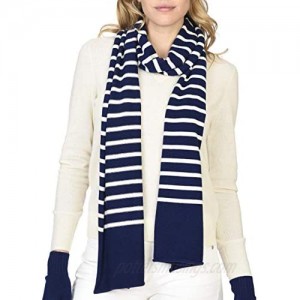 State Cashmere Classic Jersey Knit Striped Scarf 100% Pure Cashmere Extended 80x13.5