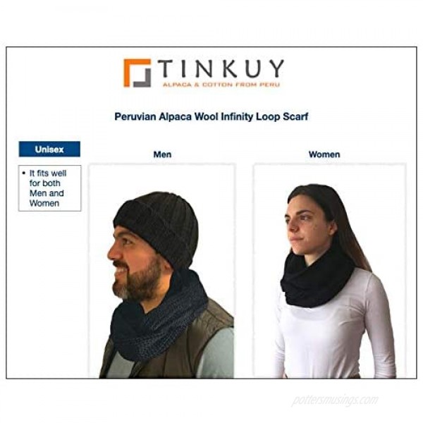 TINKUY PERU 100% Alpaca Peruvian Knit Women's & Men's - Cute & Cozy - Infinity Scarf Wrap
