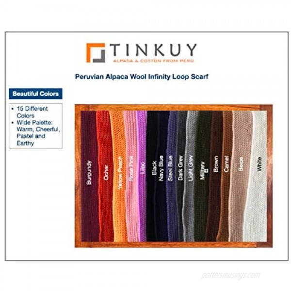 TINKUY PERU 100% Alpaca Peruvian Knit Women's & Men's - Cute & Cozy - Infinity Scarf Wrap