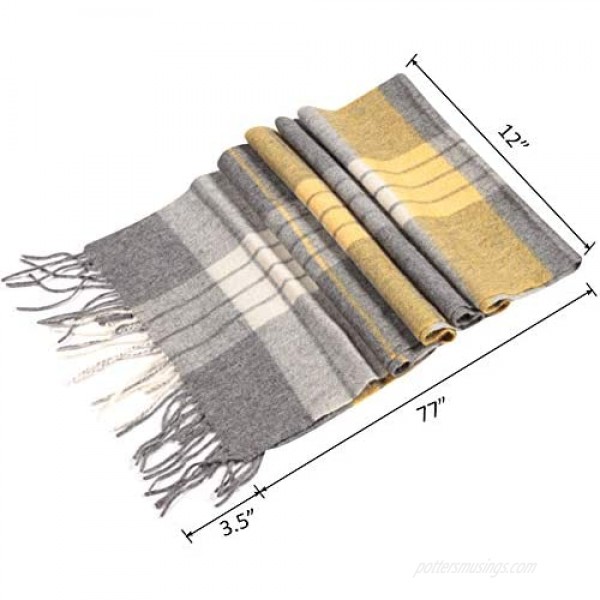 WAMSOFT 100% Pure Wool Scarf Thick Long Plaid Scarf Lambswool Tartan Scarf Fall/Winter Scarves for Men Women