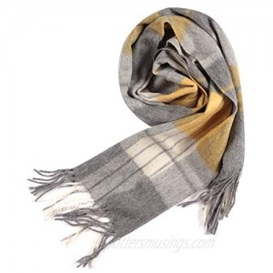 WAMSOFT 100% Pure Wool Scarf Thick Long Plaid Scarf Lambswool Tartan Scarf Fall/Winter Scarves for Men Women
