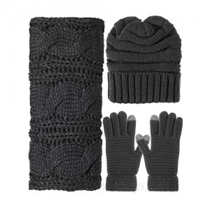 Winter Warm Knit Set - Beanie Hat  Knitted Scarf and Stretch Gloves for Women Men