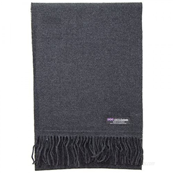 2 PLY 100% Cashmere Scarf Elegant Collection Made in Scotland Wool Solid Plaid