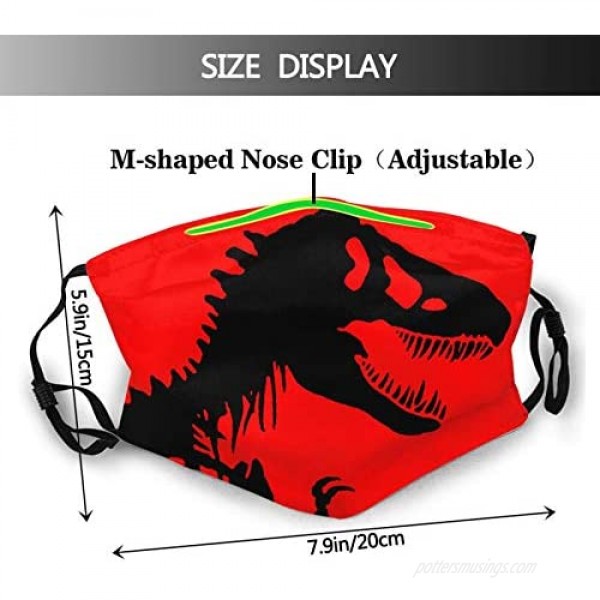 2pcs Funny Dinosaur Cloth Face Mask Jurassic Park Dinosaur Balaclavas Reusable Scarf For Men Women With 4 Filter
