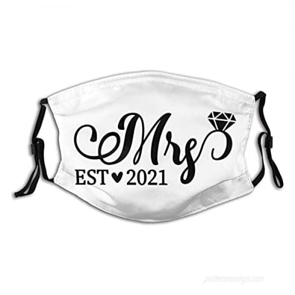 2pcs/Set 2021 Engagement Wedding Bride Groom Married Face Mask Funny Bandana Printed Masks With Four Filters