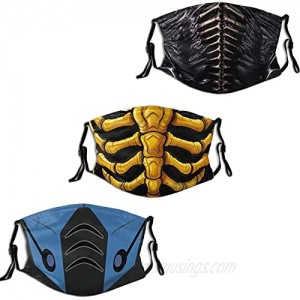 3PCS Adjustable Cloth Mouth Cover Unisex Anime Face Mask with 6 Filters