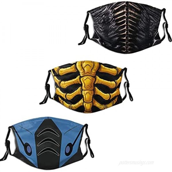 3PCS Adjustable Cloth Mouth Cover Unisex Anime Face Mask with 6 Filters