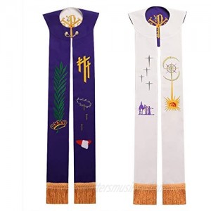 BLESSUME Church Stole priest Chasuble Vestments Reversible Embroidery Stole