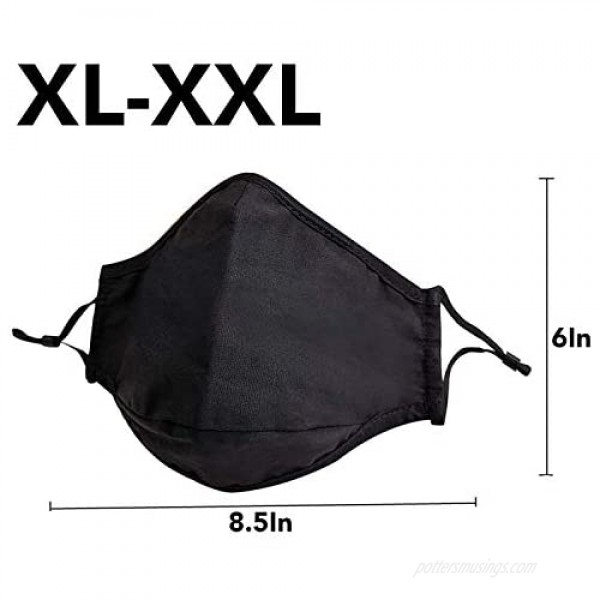 CLUX Custom Large XL XXL Cotton Face Covering Triple Black NO Valve by Continental Luxury with Shipping from USA