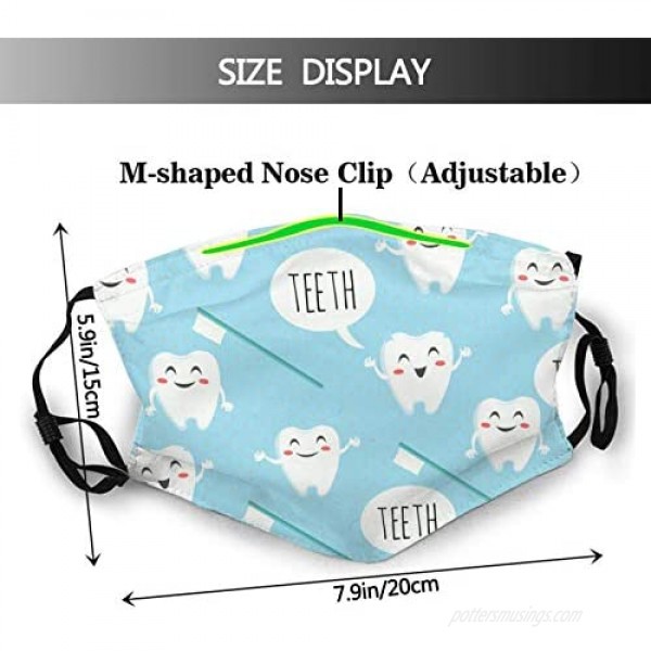 Cute Dentist Dental Hygienist Print Face Mask Balaclava Reusable Washable Adjustable Ear Loops Face Cover For Men & Women Outdoor Sports Working Hiking Running Skiing Walking Shopping
