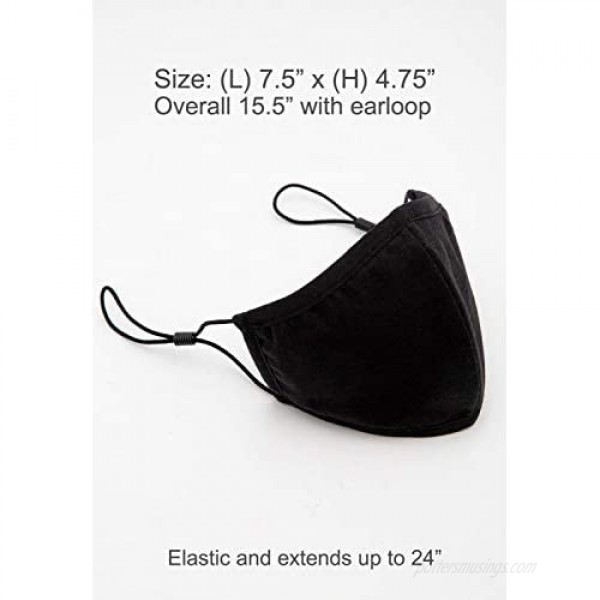 Econo-High - Washable Reusable Black Cotton Face Mask Fabric Cloth Double Layer- Youth Teen Size Or For Small Face - Prewash- 10 PACK!