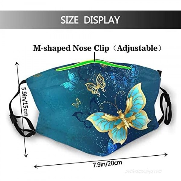 Fashion Butterfly Face Mask Scarf Washable & Reusable Breathable Bandana With 2 Filters For Men & Women