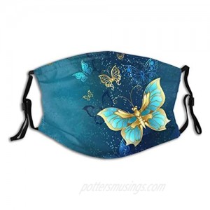 Fashion Butterfly Face Mask Scarf  Washable & Reusable Breathable Bandana With 2 Filters  For Men & Women