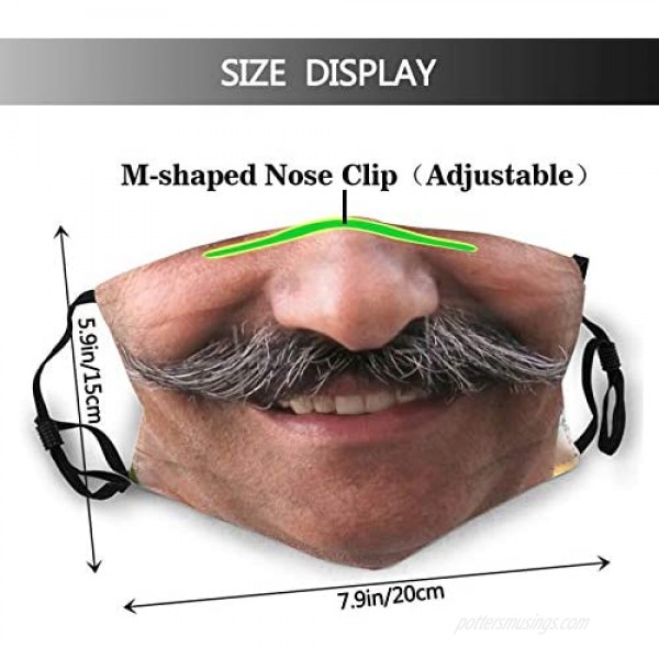 Funny Mustache Face Mask Scarf Washable & Reusable Bandana With 2 Filters For Men & Women Party Cosplay