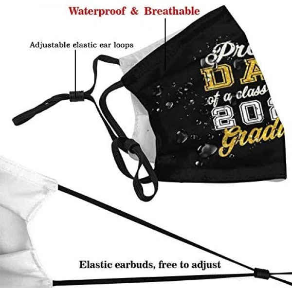 gmani 2021 Graduation Face Mask Washable Reusable Balaclava Bandana with 2 Filters for Adult Men and Women
