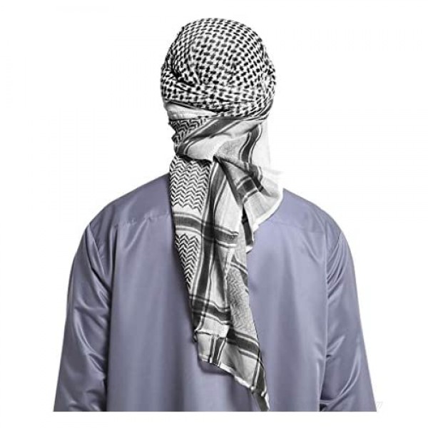 Men Arab Shemagh Headscarf Muslim Dubai Casual Headwear Scarf Neck Wrap Head Cover Turban Cap
