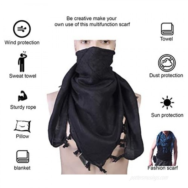 Shemagh scarf men & women tactical 100% cotton military head neck wrap shawl motorcycle hiking paintball face mask 42”x42”