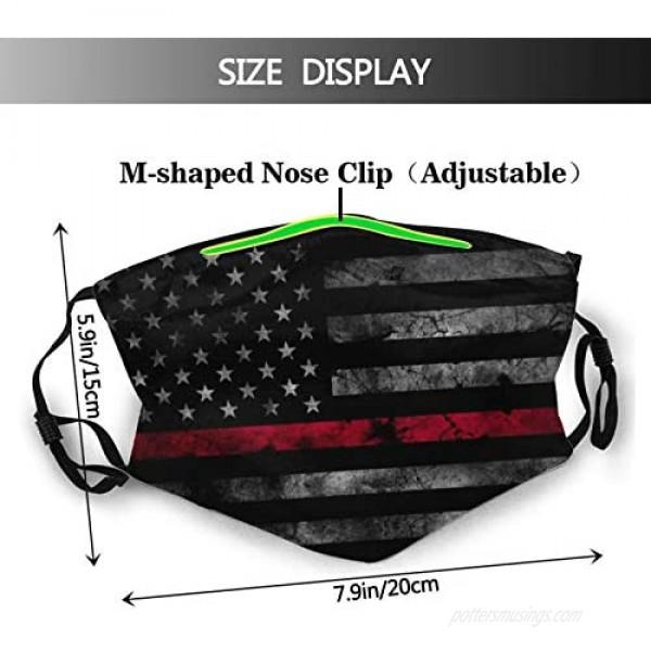 Thin Red Line Firefighter Face Mask Fashion Dustproof Scarf Breathable Reusable Adjustable Washable Bandana