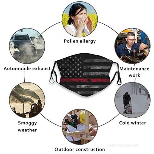 Thin Red Line Firefighter Face Mask Fashion Dustproof Scarf Breathable Reusable Adjustable Washable Bandana