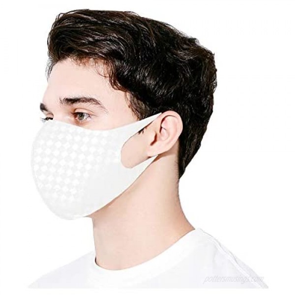 White Face Mask UPF 50 UV Sunblock Protective Unisex Washable Reusable Breathable for Running (White (Square))