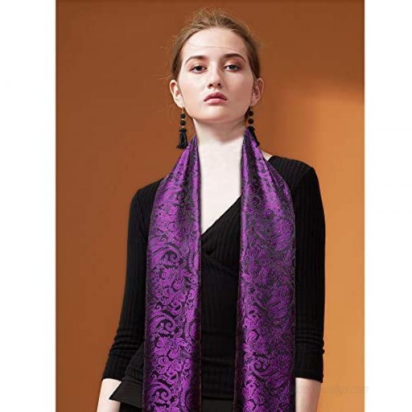 YOHOWA Mens/Womens Lightweight Silk Scarf Fashion Print Paisley Scarves Neckerchief Shawl Autumn Winter 63x20