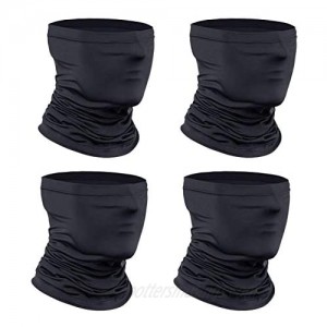 [4-Pack] Neck Gaiter Scarf Breathable Face Bandana Cover Cooling Neck Gaiter for Men Women Cycling Hiking Fishing. Black