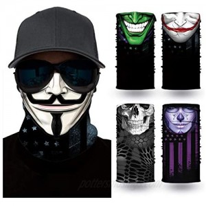 [5 Pack] Neck Gaiter Face Mask Bandanas UV Protection Windproof Face Cover for Motorcycle Cycling Riding Running Headbands