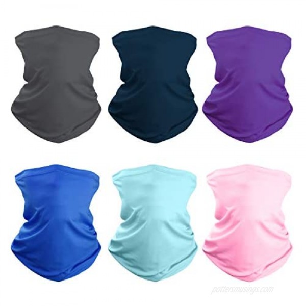 6 Pieces Cooling Neck Gaiter Sun UV Protection Lightweight Face Mask Windproof Scarf Sunscreen Breathable