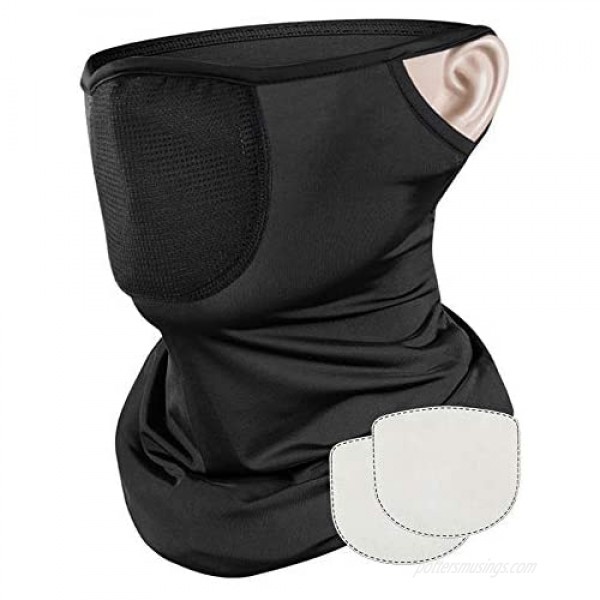 Evershop Reusable Face Covering with Filter for Men Women Balaclava Face Scarf Neck Gaiters Washable Bandanas with Dust/Wind/Sun Protection for Fishing Cycling Motorcycle Bike & Outdoor Sport Black