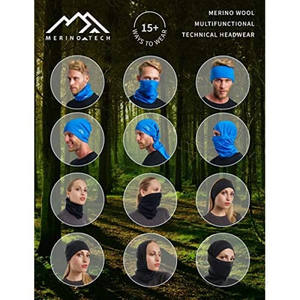 Merino.tech Merino Wool Neck Gaiter - Face Mask Neck Warmer for Men & Women