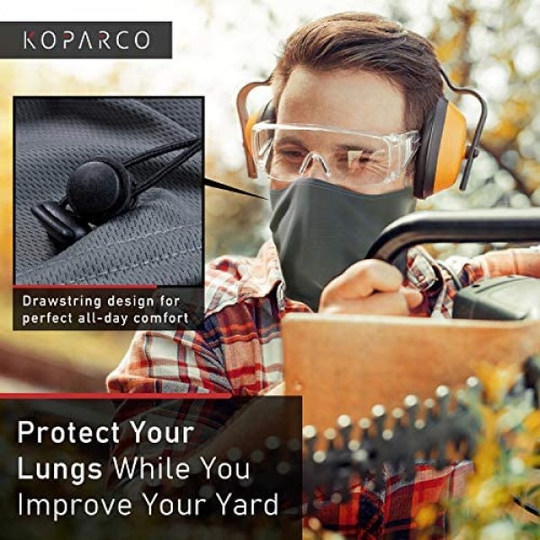 Neck & Face Mask Gaiter with Carbon Filter and Drawstring (Pack of 3 Gaiters + 10 Carbon Filters) Gaiters for Men & Women - Double Layer Washable Masks for Protection Cover from Particles by Koparco